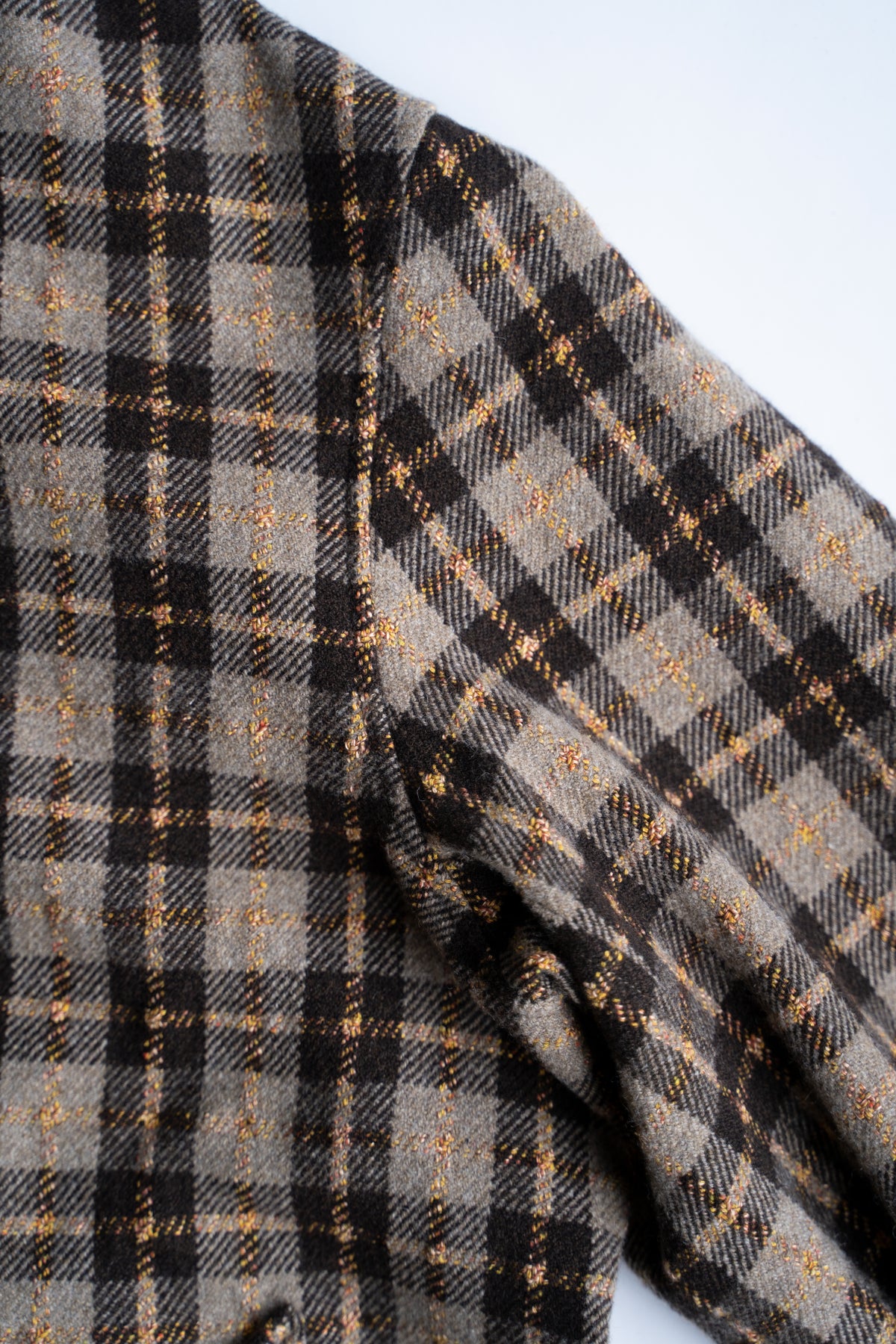 【ラスト1点】Short Mac Coat - Wool Linen Silk Cashmere Check -(BROWN CITRUS)