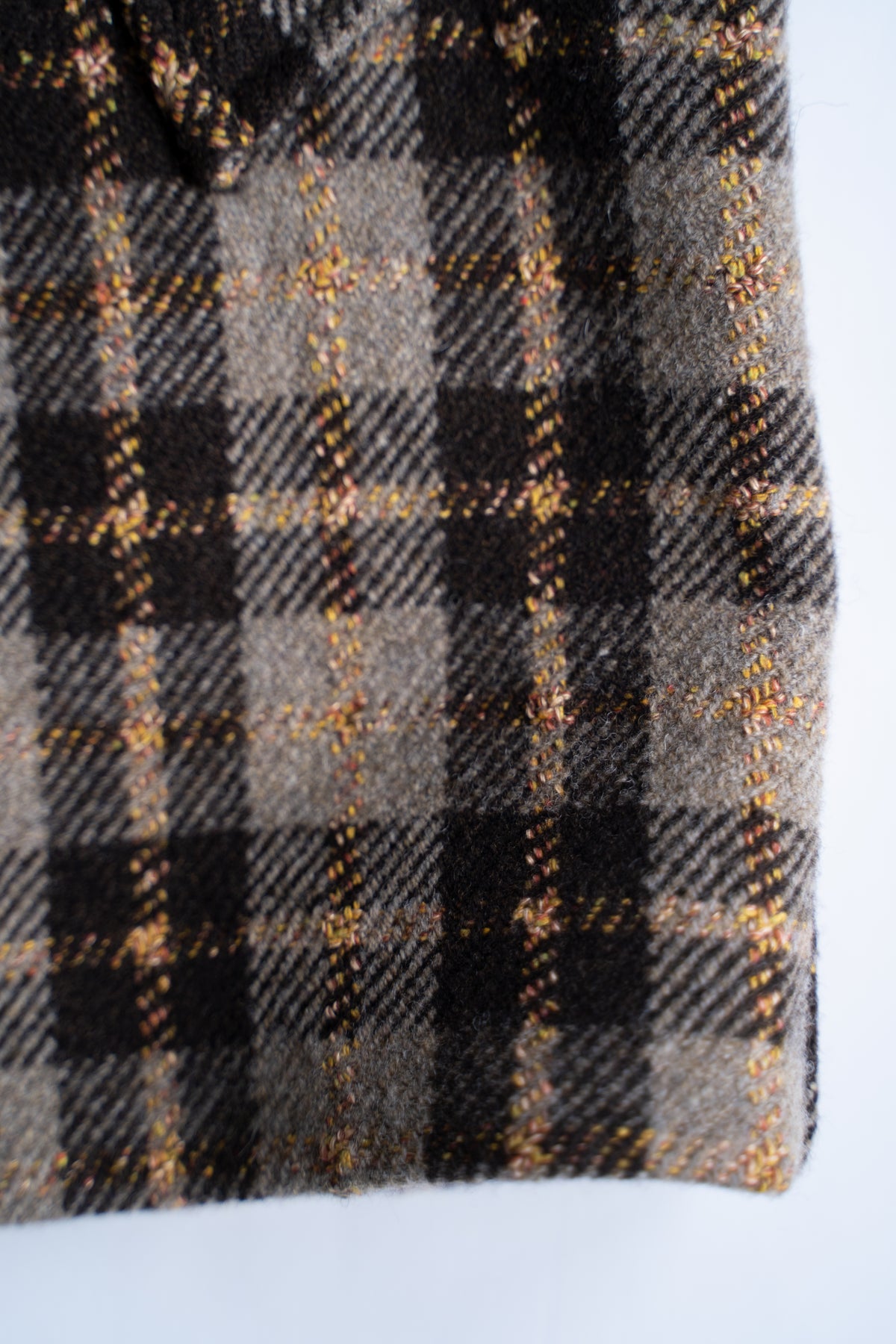 【ラスト1点】Short Mac Coat - Wool Linen Silk Cashmere Check -(BROWN CITRUS)