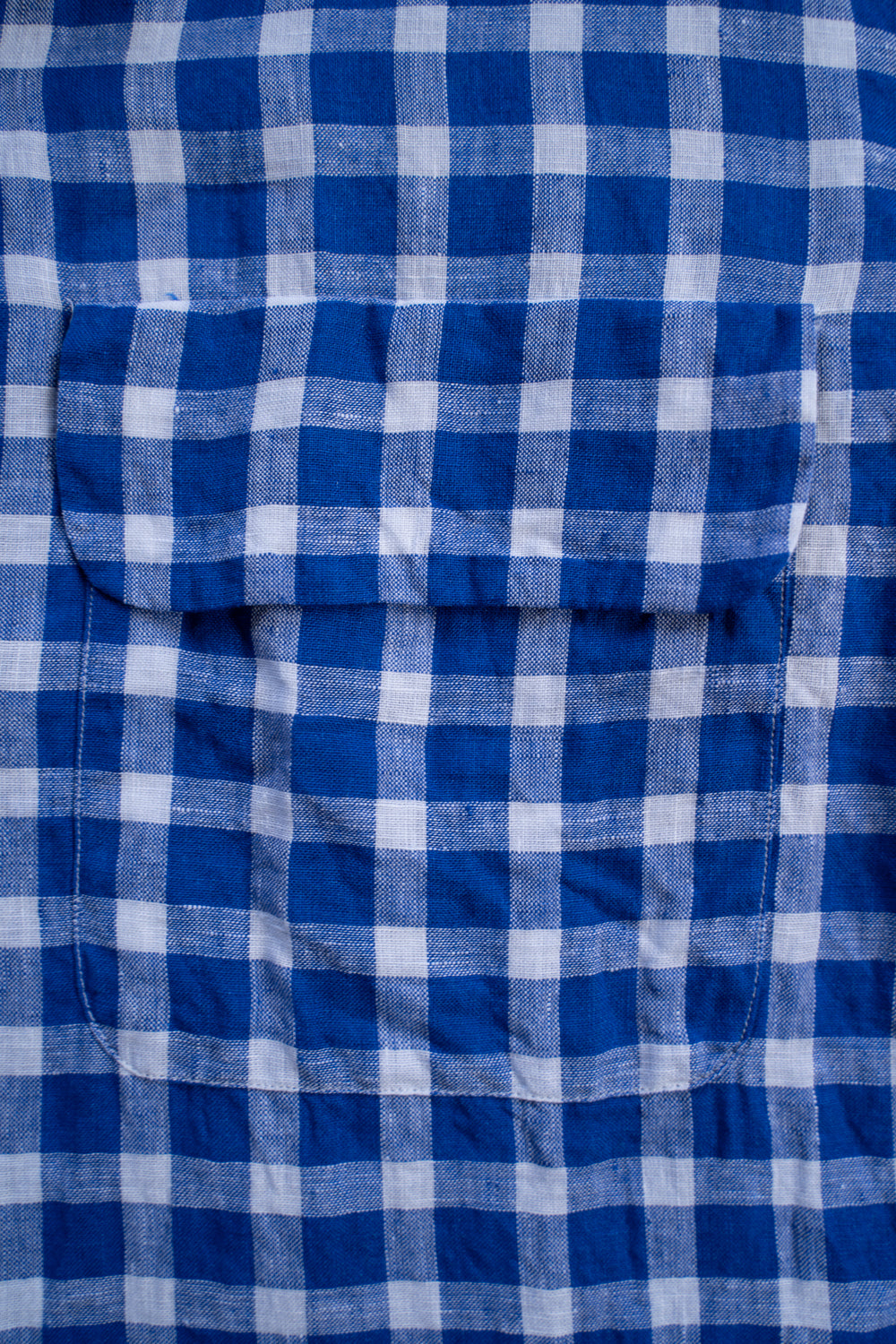 【ラスト1点】SH03B 大開襟リネンギンガムシャツ(BLUE GINGHAM)