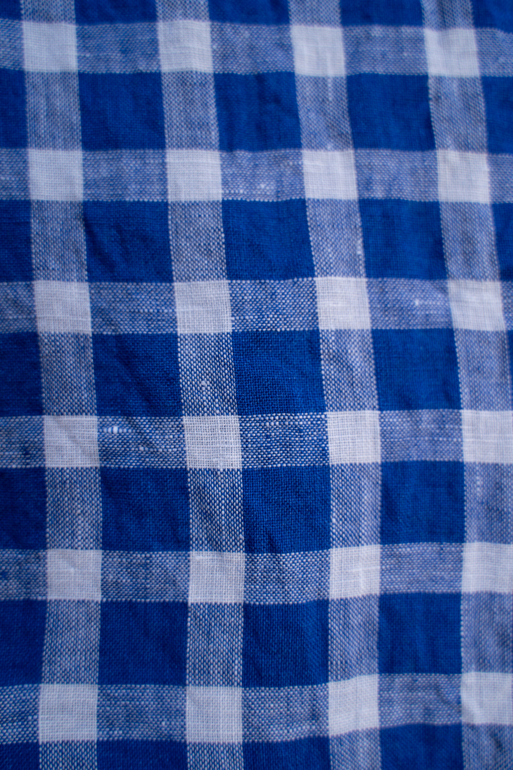 【ラスト1点】SH03B 大開襟リネンギンガムシャツ(BLUE GINGHAM)