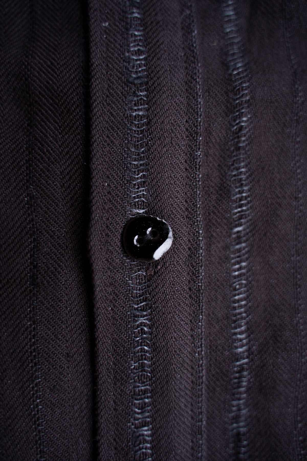 【ラスト1点】Grandpa Shirt - Dobby Stripe Herringbone -(RAISIN)