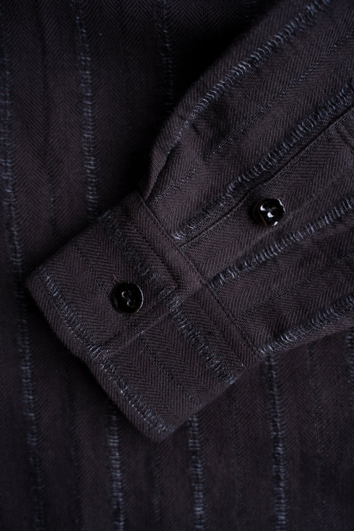 【ラスト1点】Grandpa Shirt - Dobby Stripe Herringbone -(RAISIN)