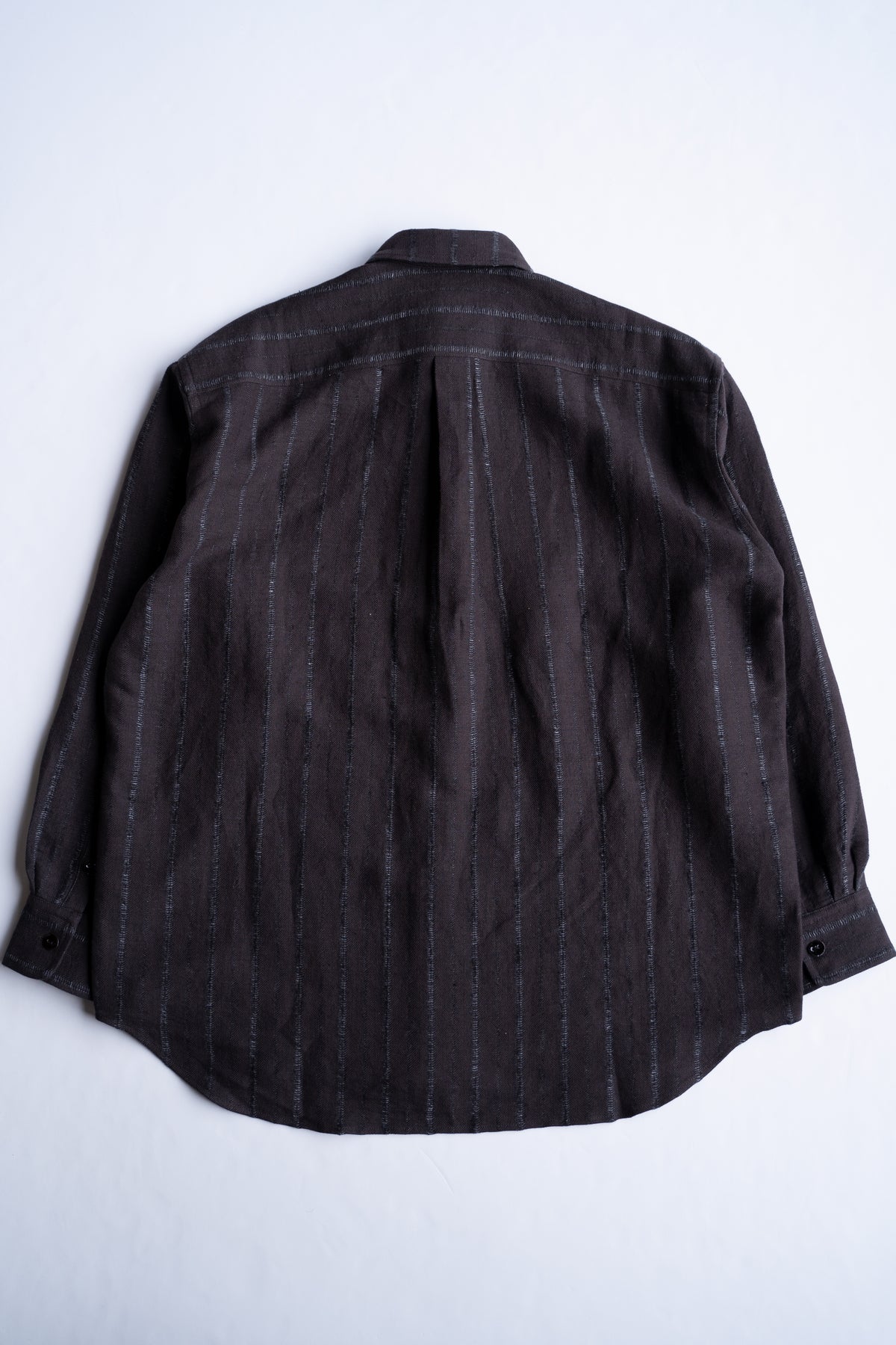 【ラスト1点】Grandpa Shirt - Dobby Stripe Herringbone -(RAISIN)