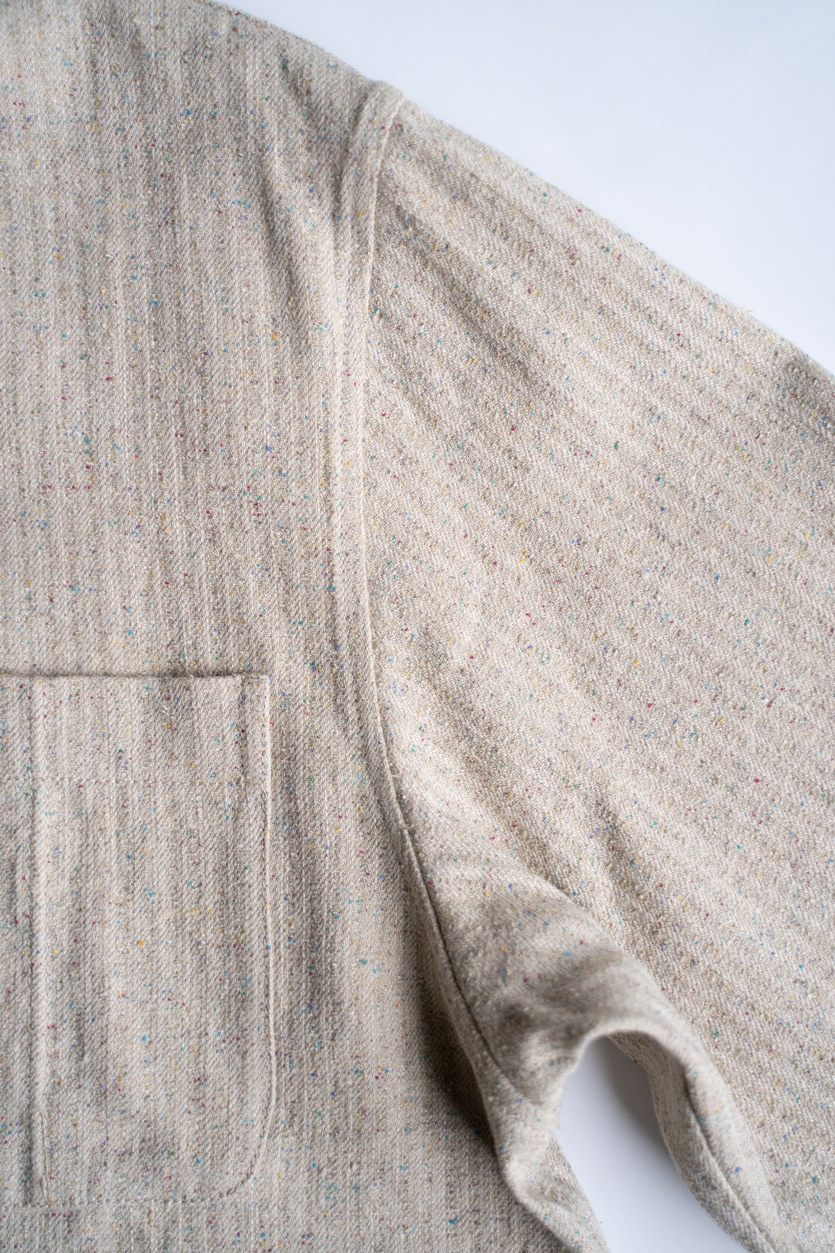 Boxy Shirt - Hemp Silk Herringbone -(FLECKED BEIGE)