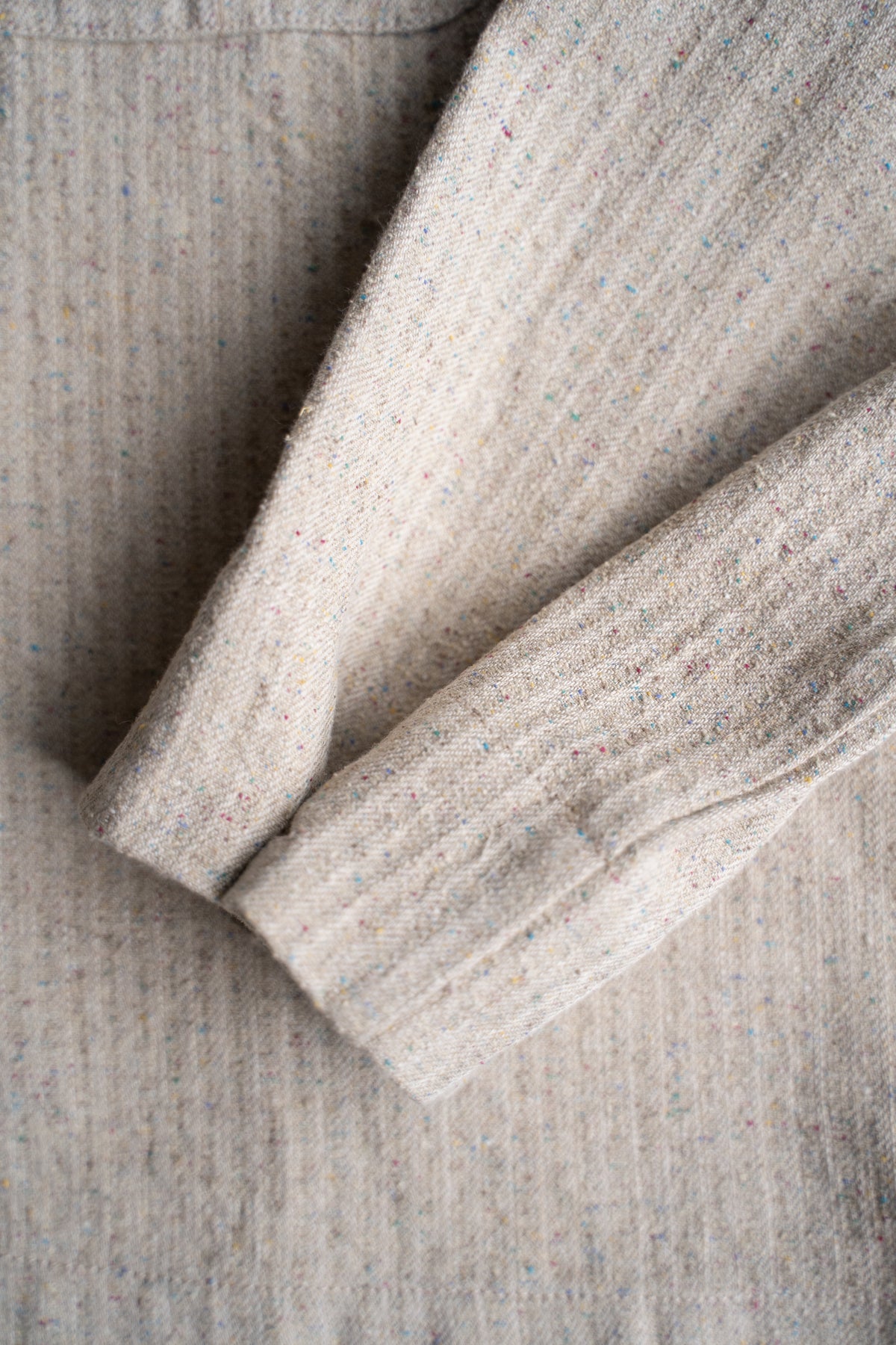 Boxy Shirt - Hemp Silk Herringbone -(FLECKED BEIGE)