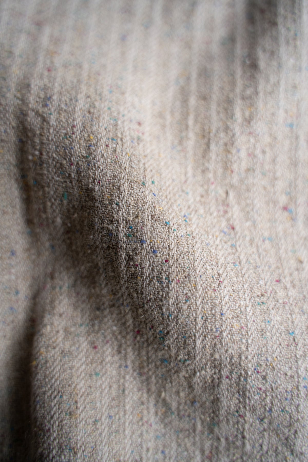 Boxy Shirt - Hemp Silk Herringbone -(FLECKED BEIGE)