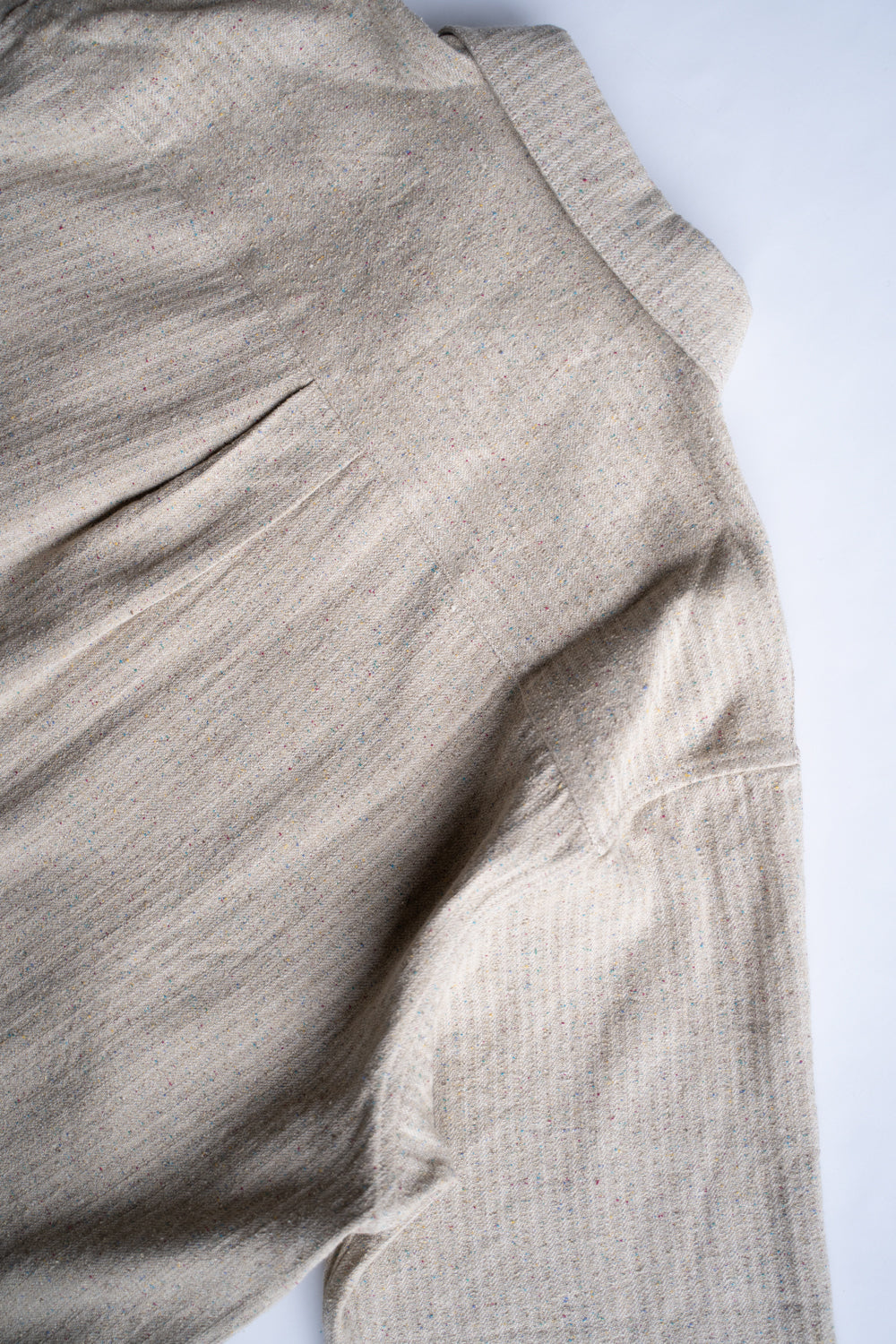Boxy Shirt - Hemp Silk Herringbone -(FLECKED BEIGE)