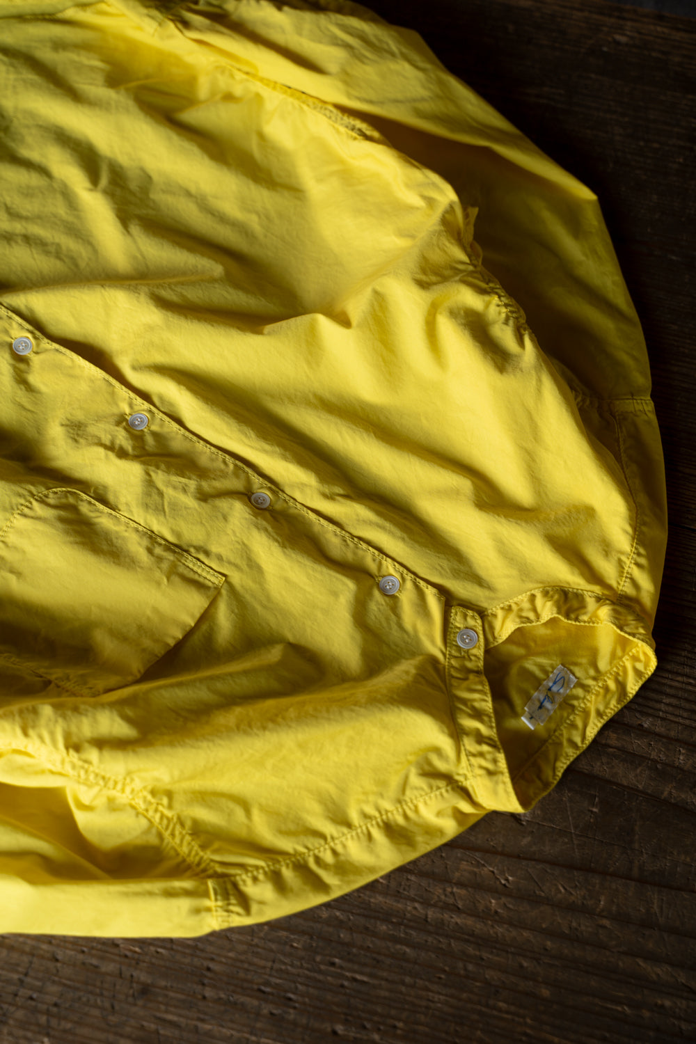【ラスト1点】SH06B ボックススタンド2本針製品染シャツ(YELLOW)