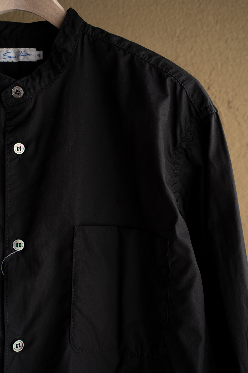 SH06B ボックススタンド2本針シャツ(BLACK)