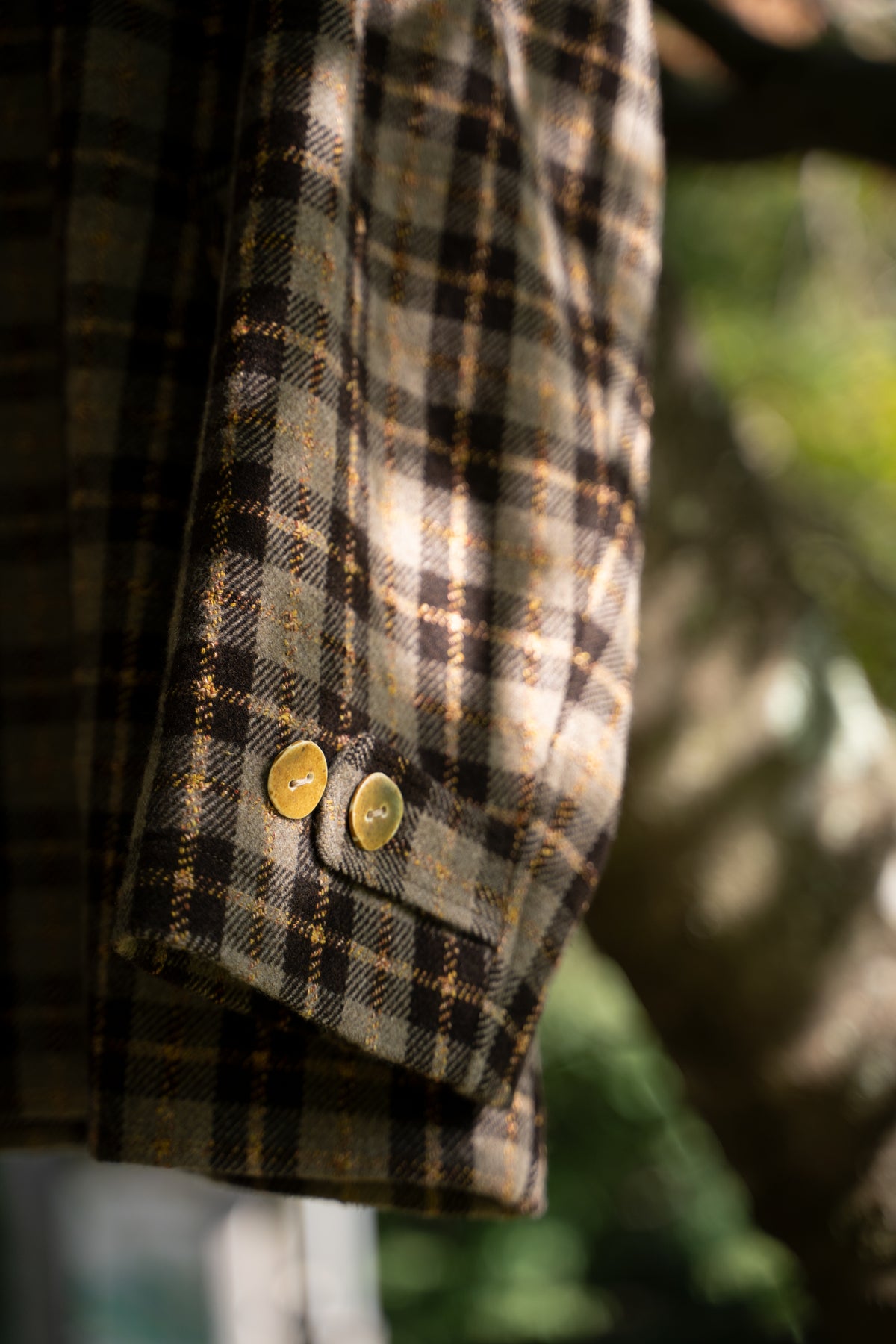 【ラスト1点】Short Mac Coat - Wool Linen Silk Cashmere Check -(BROWN CITRUS)