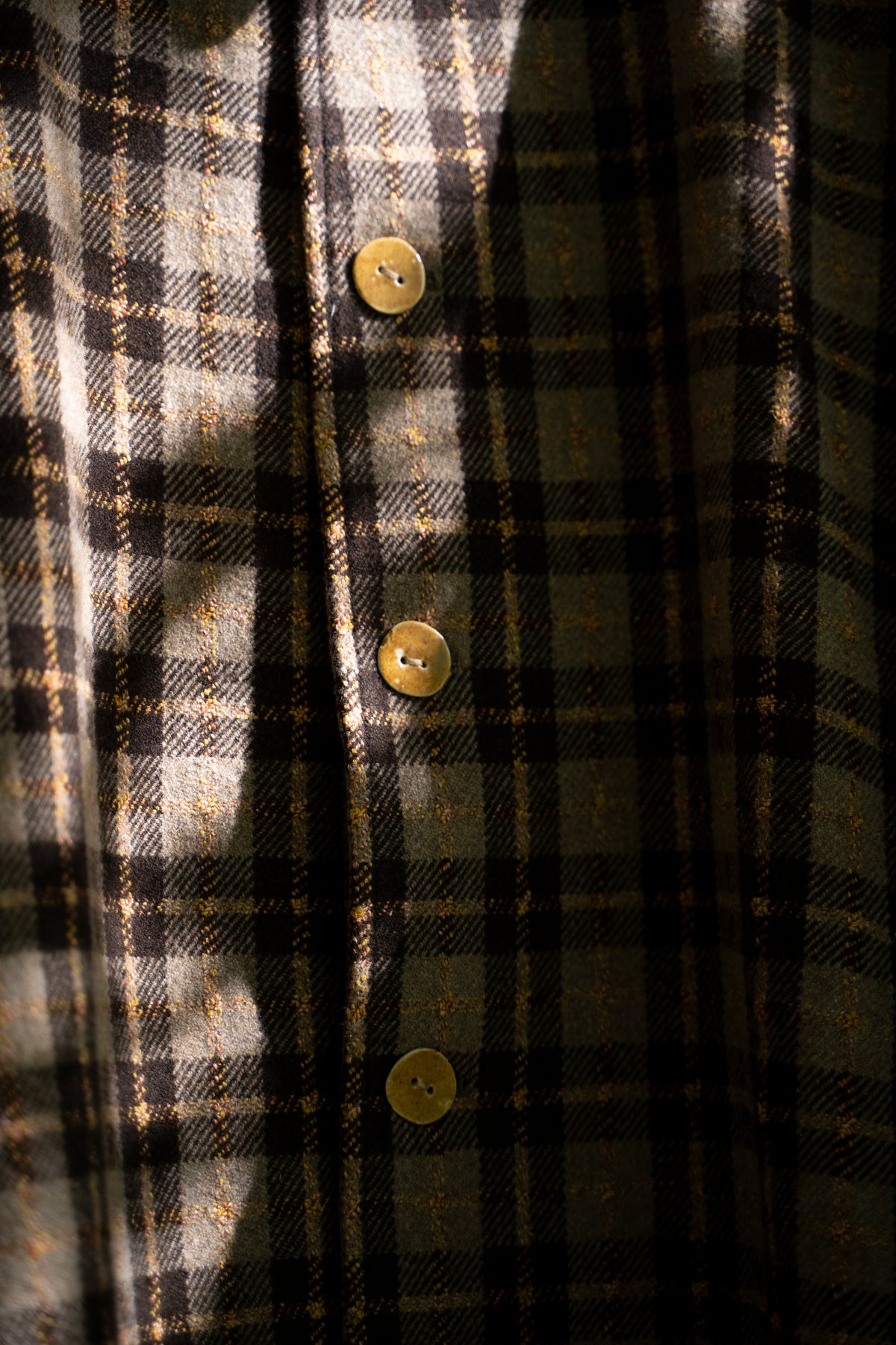 【ラスト1点】Short Mac Coat - Wool Linen Silk Cashmere Check -(BROWN CITRUS)