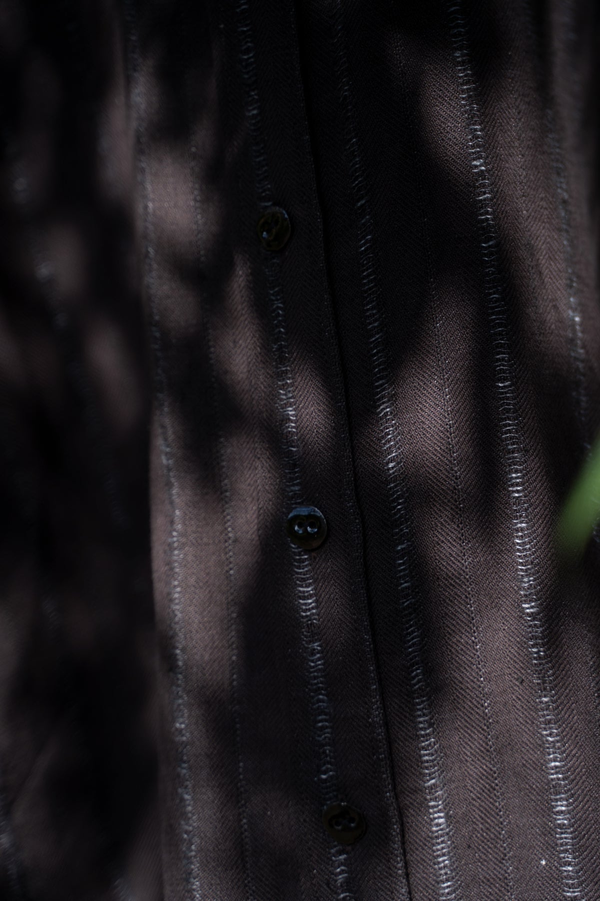 【ラスト1点】Grandpa Shirt - Dobby Stripe Herringbone -(RAISIN)