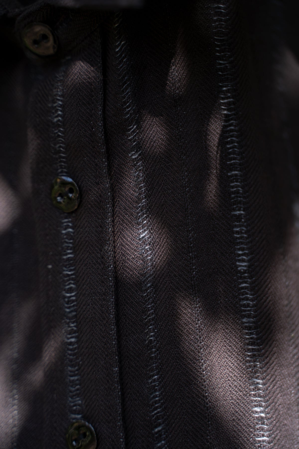 【ラスト1点】Grandpa Shirt - Dobby Stripe Herringbone -(RAISIN)