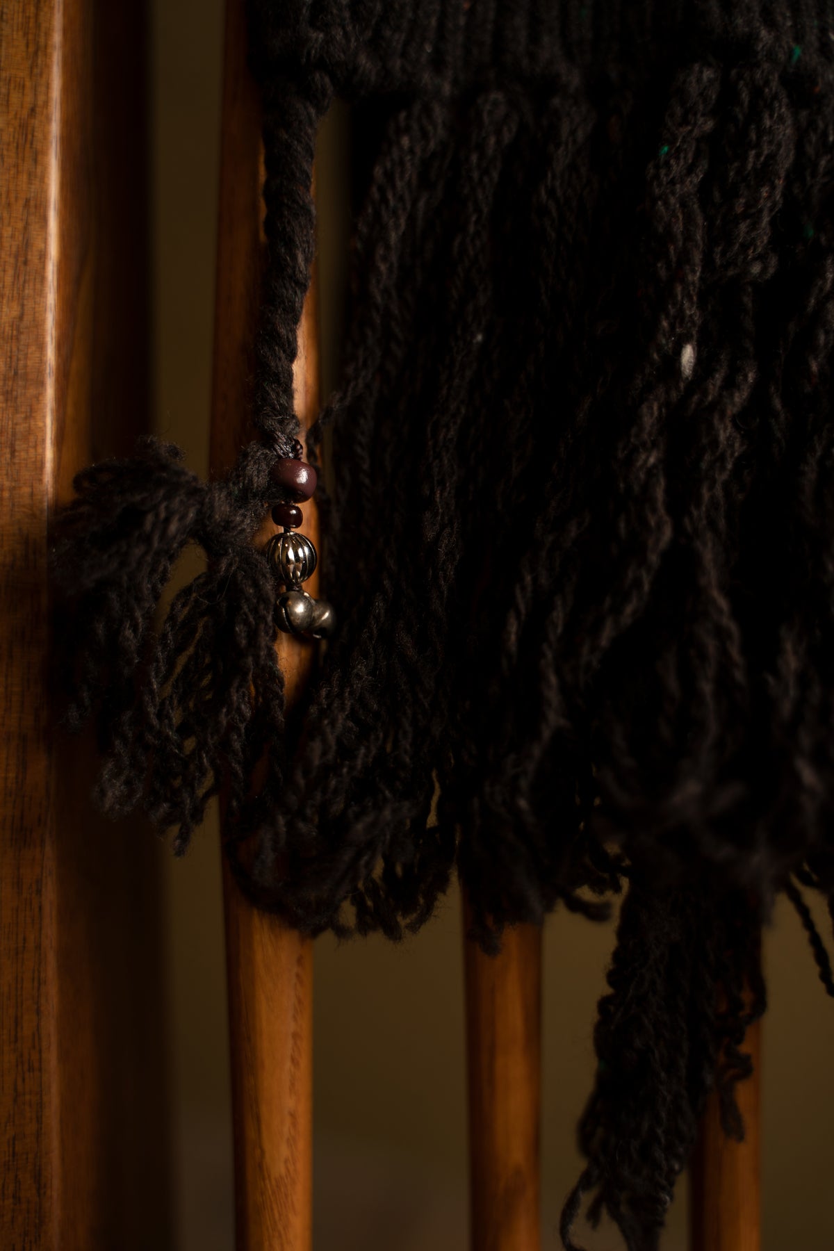 【ラスト1点】Fringe Narrow Scarf - Lambswool Cashmere -(FLECKED DARK BROWN)