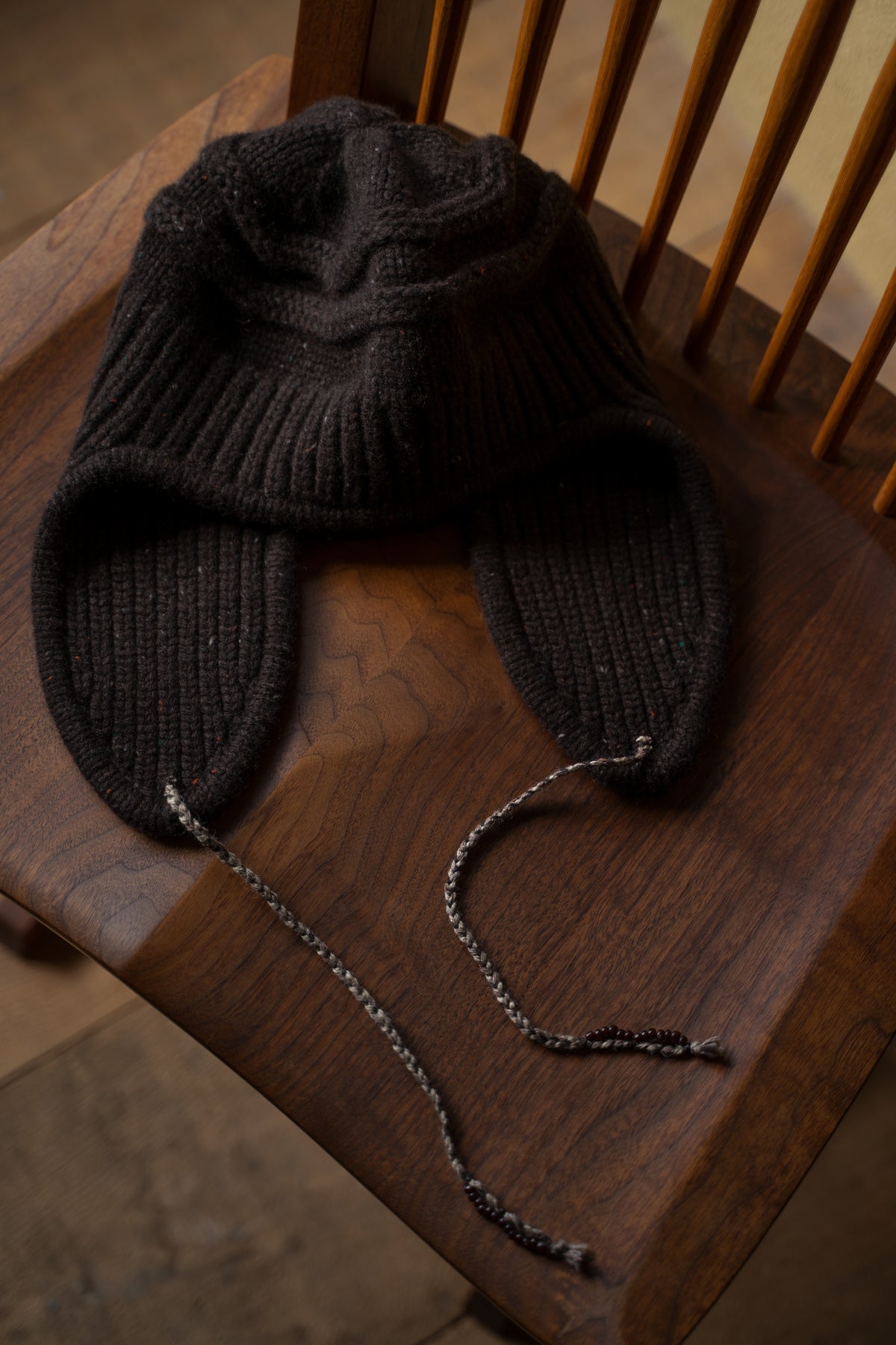 【ラスト1点】Flap Beanie - Lambswool Cashmere -(FLECKED DARK BROWN)