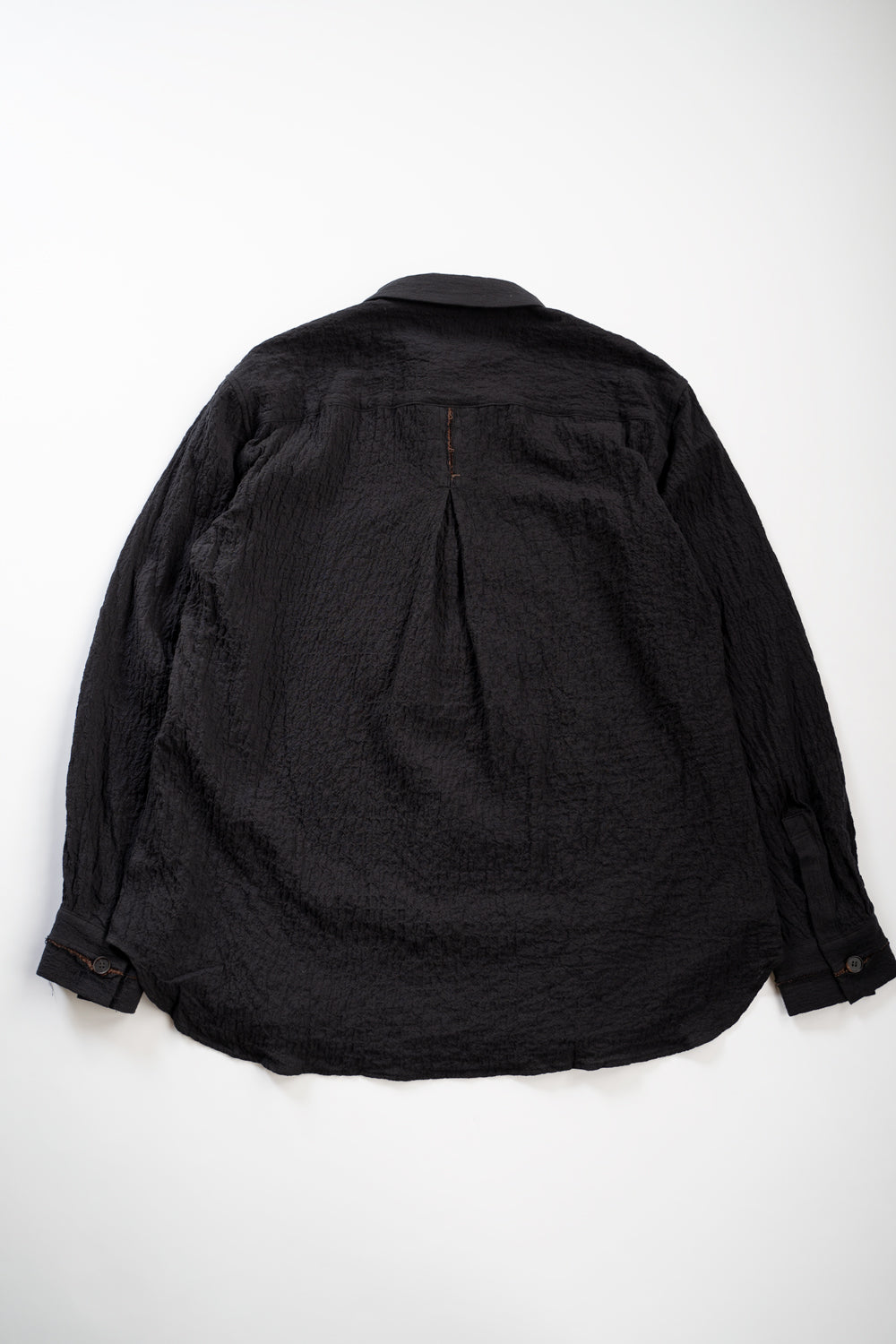 【ラスト1点】Shirring Lawn Bib Front Shirt/シャーリングローンビブフロントシャツ(BLACK)