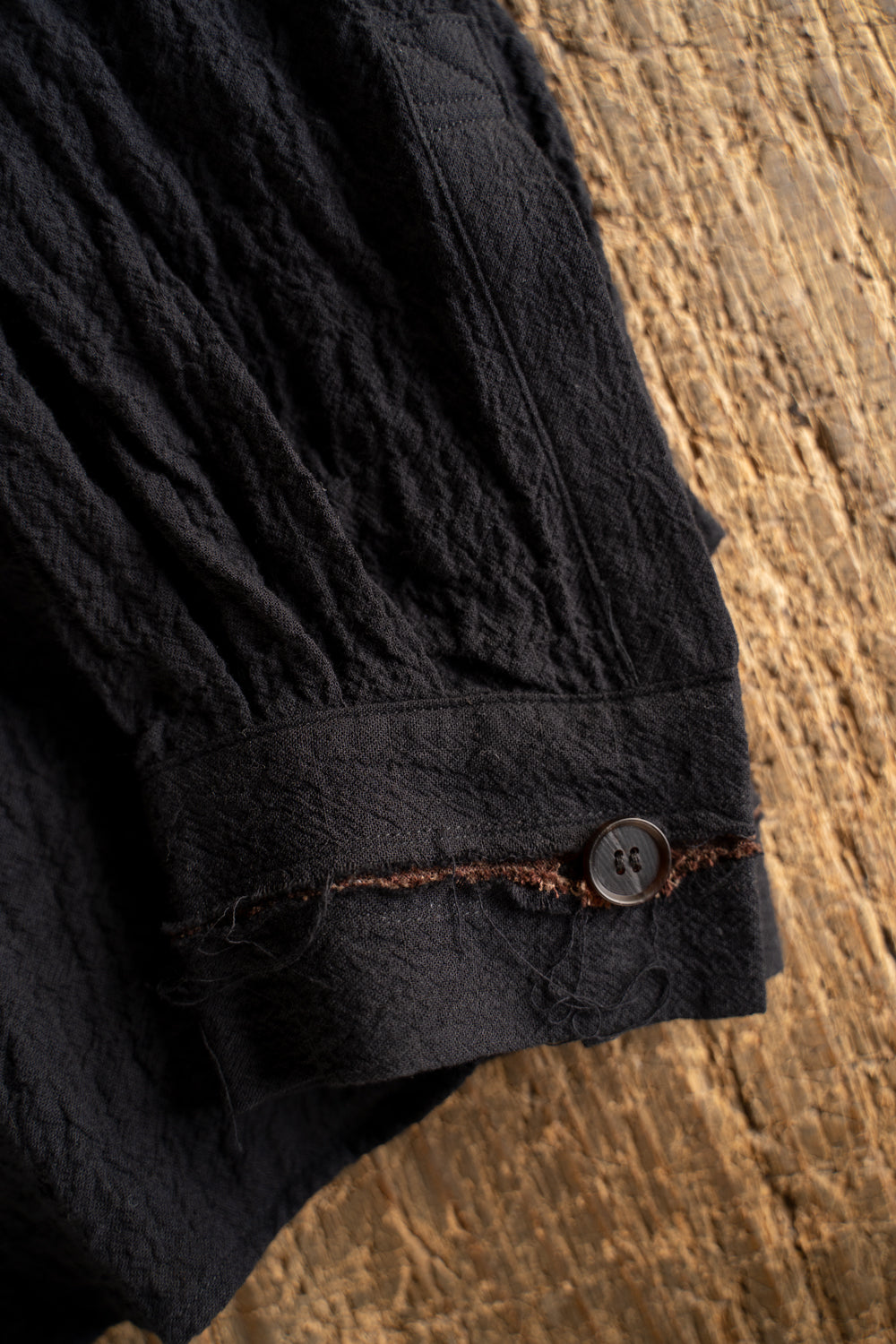 【ラスト1点】Shirring Lawn Bib Front Shirt/シャーリングローンビブフロントシャツ(BLACK)