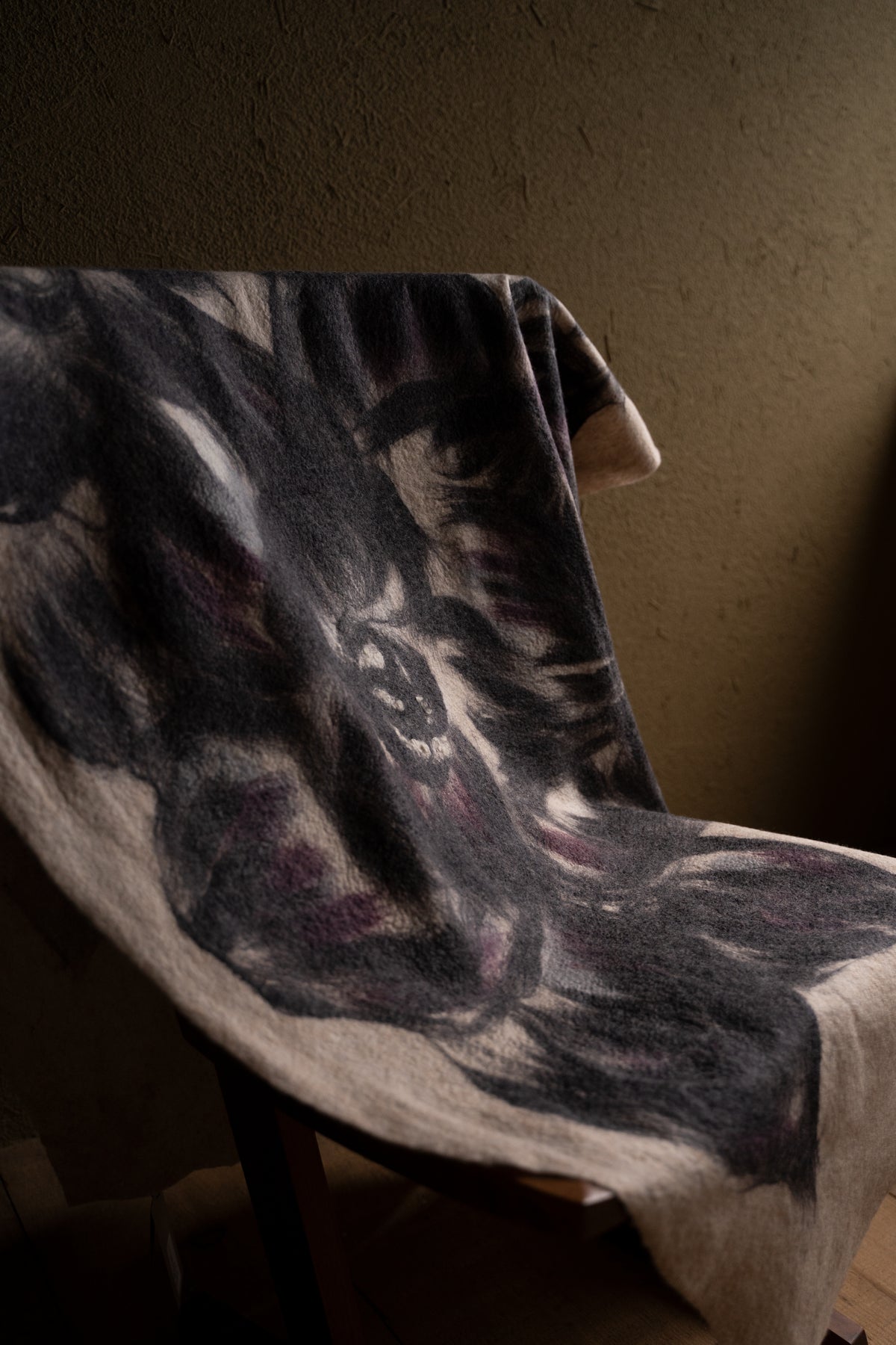 【ラスト1点】Merino Wool Blanket "ROSE" (BEIGE-GREY)
