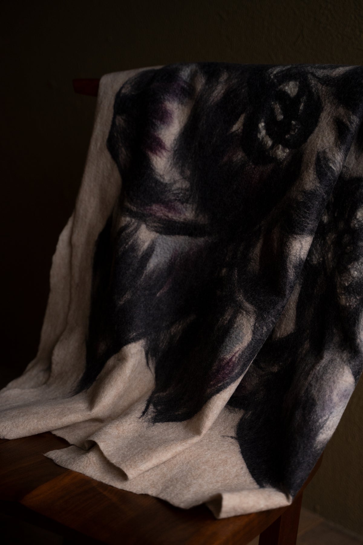 【ラスト1点】Merino Wool Blanket "ROSE" (BEIGE-GREY)