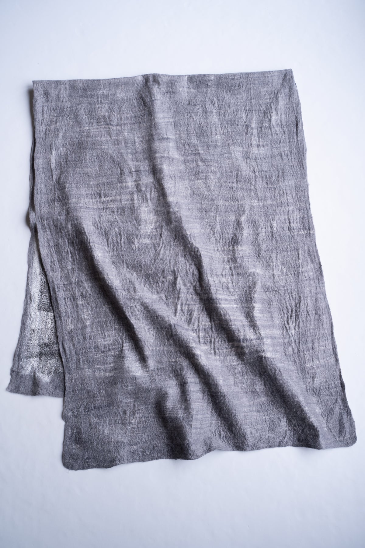 【ラスト1点】Wool Silk Stole "Painting 300" (GREY MELANGE/WHITE)