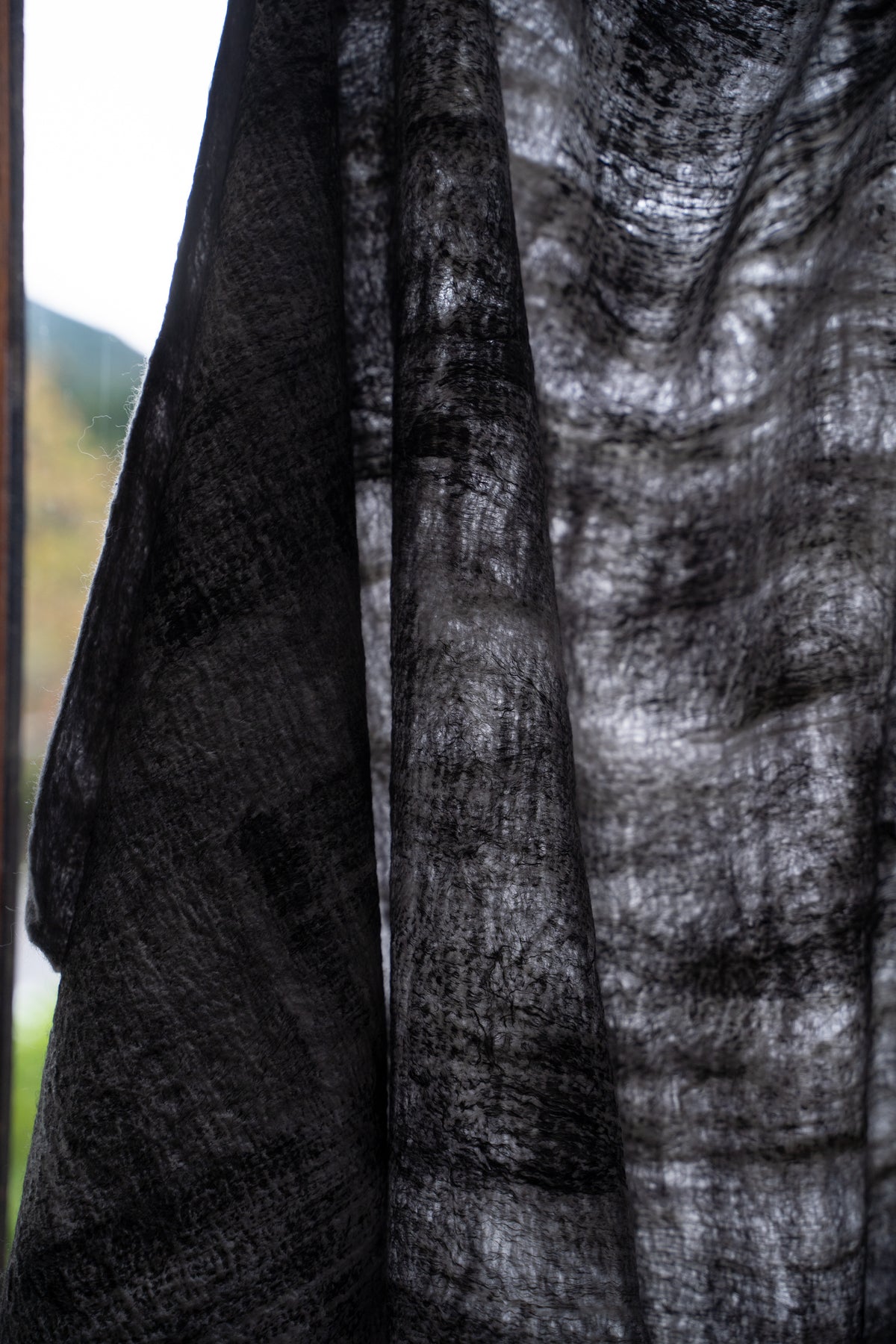 【ラスト1点】Wool Silk Stole "Painting 300" (GREY MELANGE/WHITE)