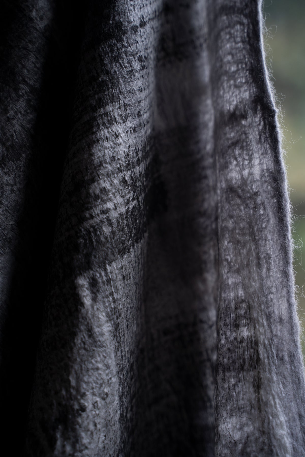 【ラスト1点】Wool Silk Stole "Painting 300" (GREY MELANGE/WHITE)