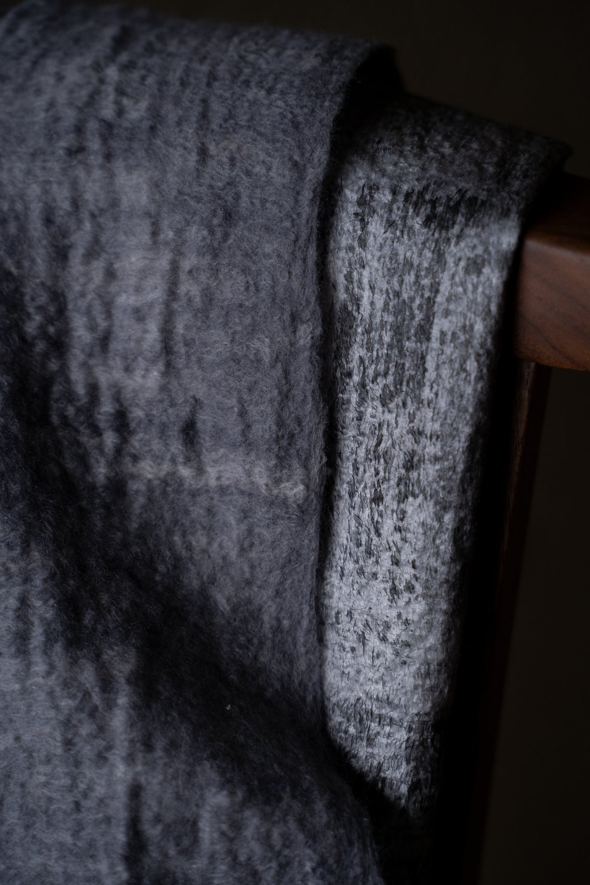 【ラスト1点】Wool Silk Stole "Painting 300" (GREY MELANGE/WHITE)
