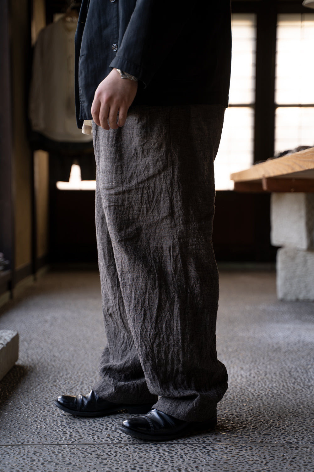 【ラスト1点】Egg Shape Easy Trousers "OVUM-LC"(BROWN)