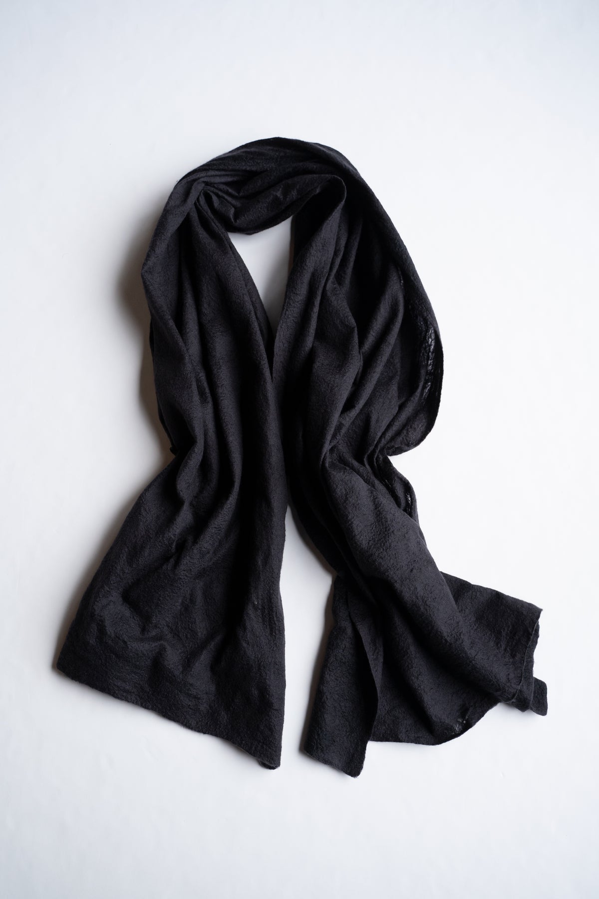 【ラスト1点】Wool Silk Stole "LIGHT 100" (BLACK/BLACK)