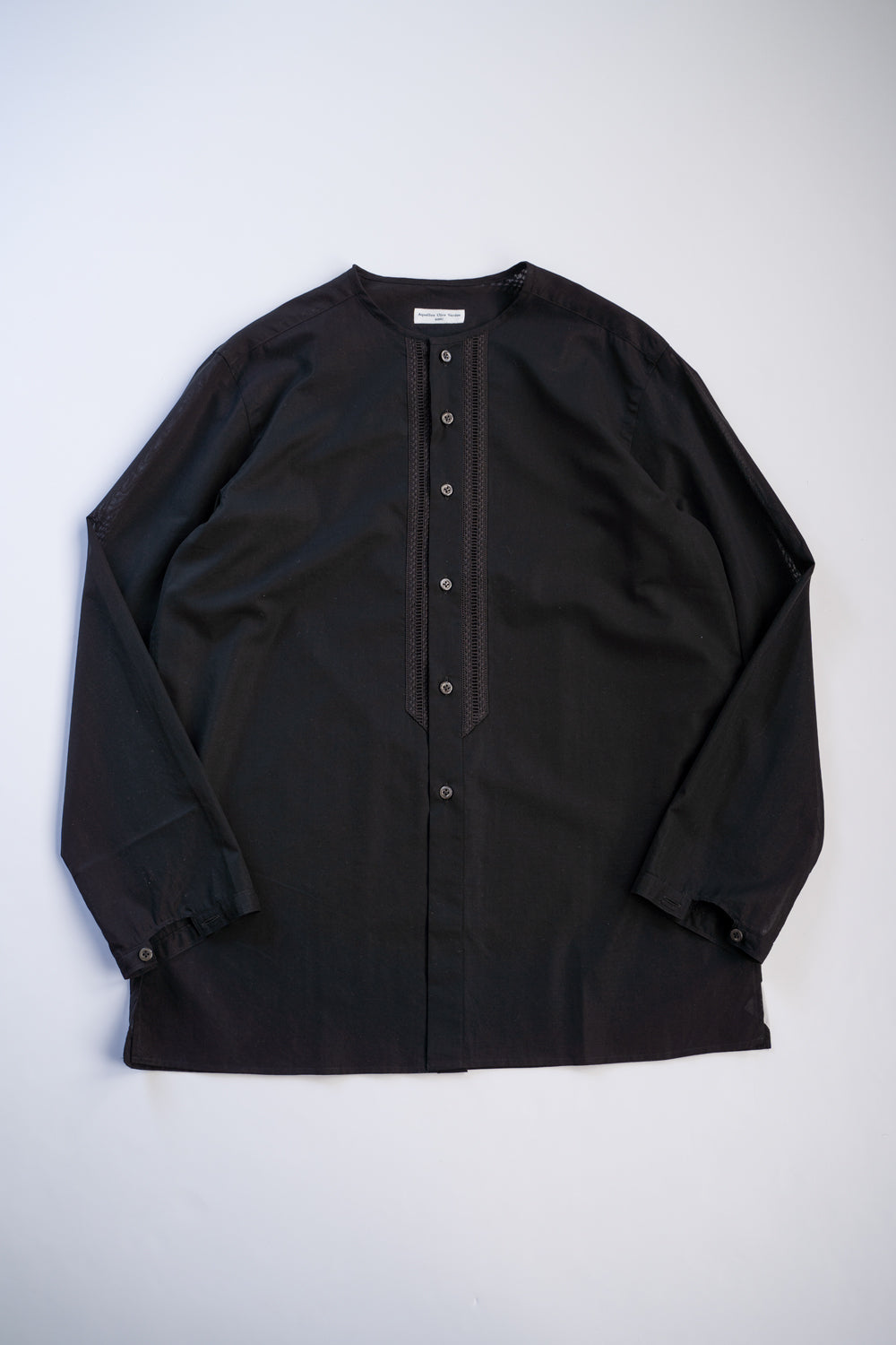【ラスト1点】See-through Boil Ethnic Crew Neck Shirt(BLACK)
