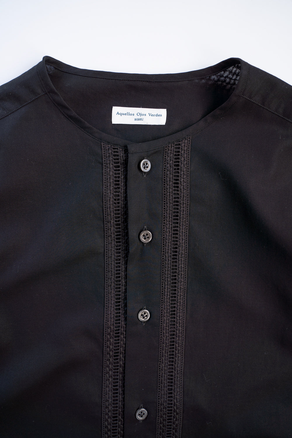 【ラスト1点】See-through Boil Ethnic Crew Neck Shirt(BLACK)