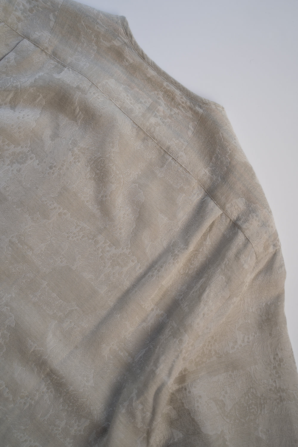 【ラスト1点】Flower Jacquard Ethnic Crew Neck Shirt(MOSS GREEN)