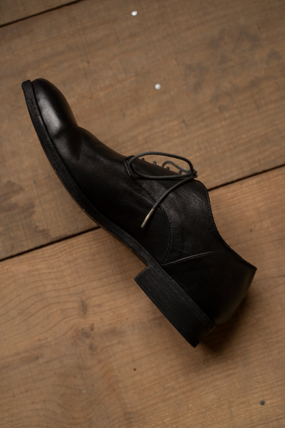 【ラスト1点】Stone Derby-Garment Dye Zeolite Cowhide(BLACK)