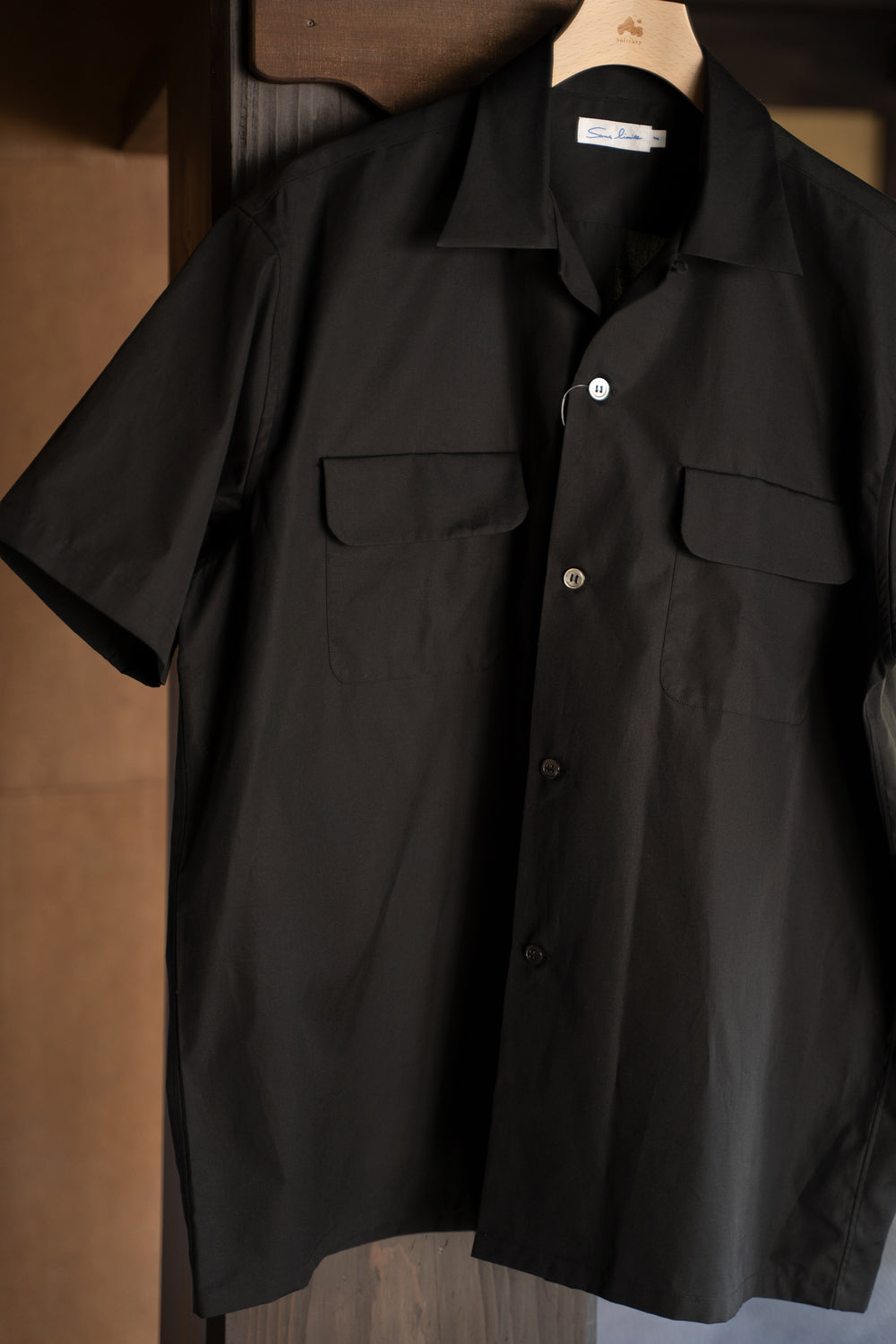SH03BH ボックス大開襟半袖シャツ(BLACK)