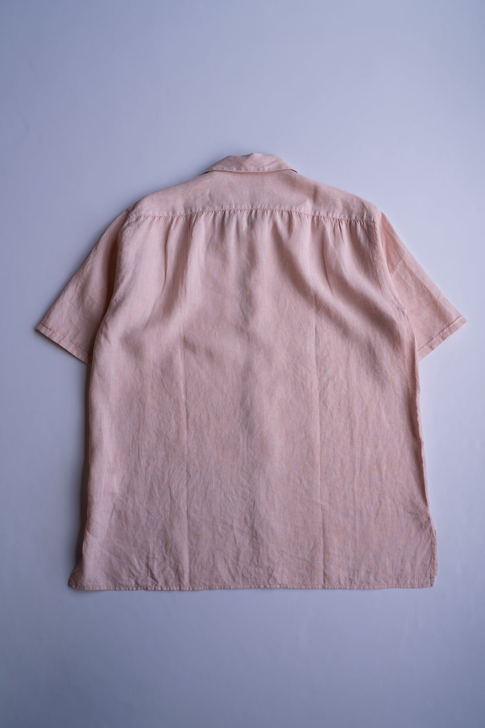 【ラスト1点】Authentic Linen Poplin Classic Open Collar Short Sleeve Shirt(CHELL PINK BENGARA DYE)
