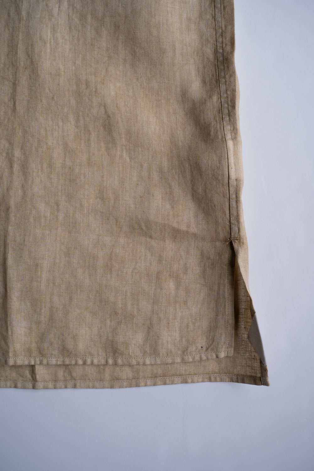 【ラスト1点】Authentic Linen Poplin Classic Open Collar Short Sleeve Shirt(BANBOO YELLOW BENGARA DYE)