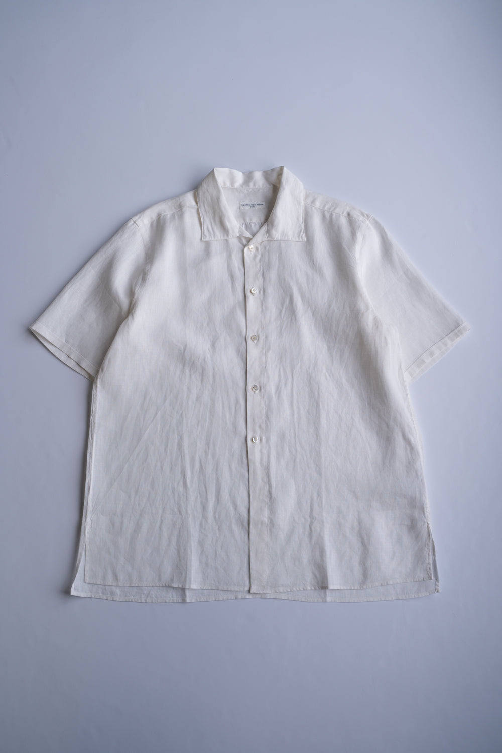 【ラスト1点】Authentic Linen Poplin Classic Open Collar Short Sleeve Shirt(PEARL WHITE)