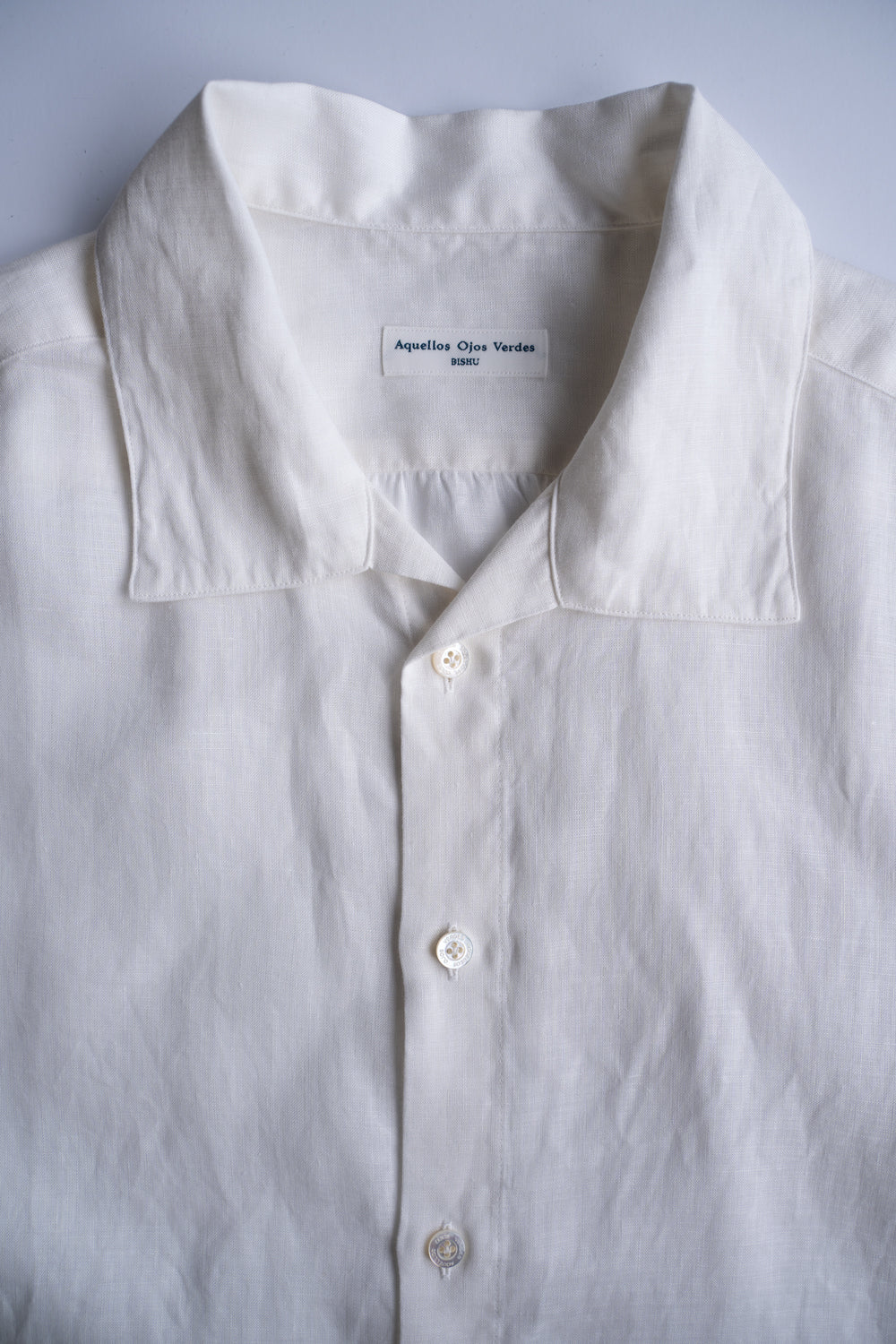 【ラスト1点】Authentic Linen Poplin Classic Open Collar Short Sleeve Shirt(PEARL WHITE)