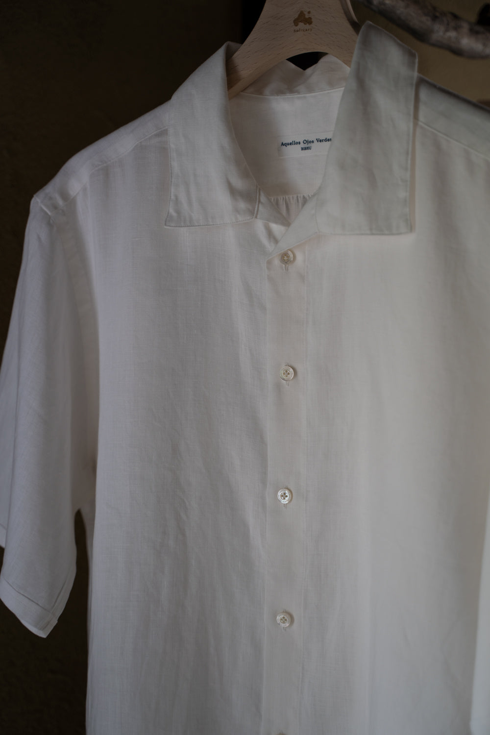 【ラスト1点】Authentic Linen Poplin Classic Open Collar Short Sleeve Shirt(PEARL WHITE)