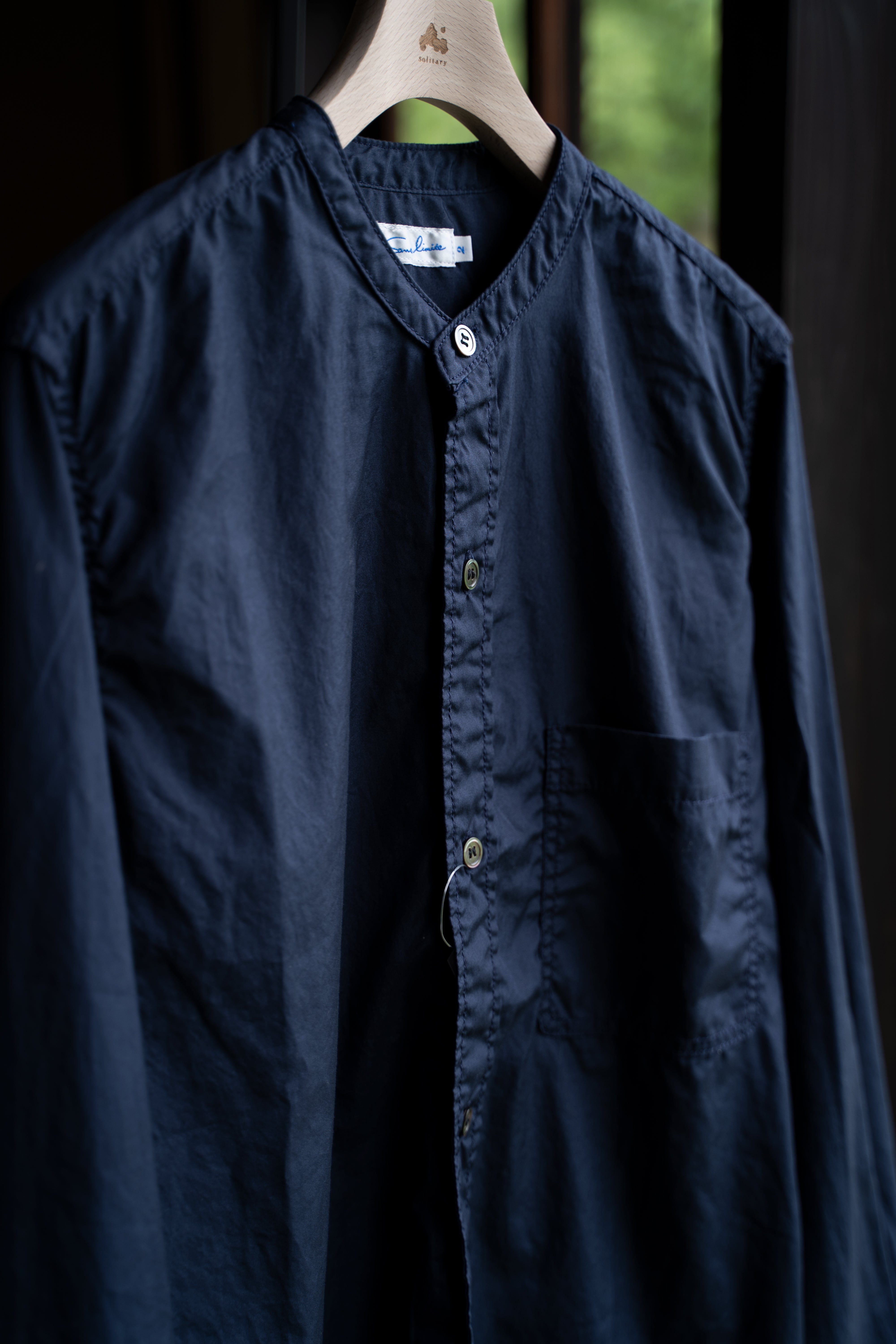 【ラスト1点】SH06S 長丈2本針スタンドカラーシャツ(NAVY)