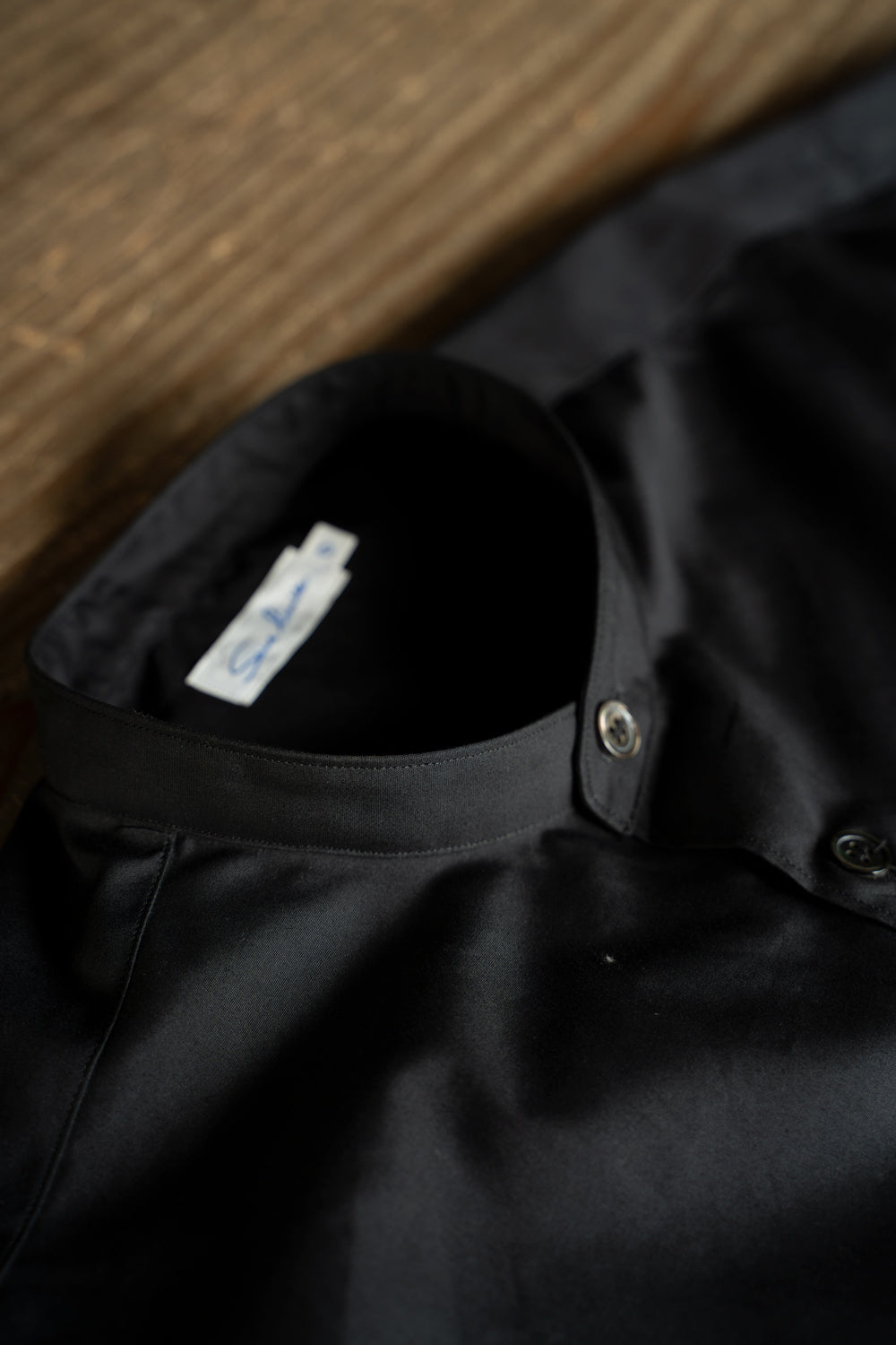 【ラスト1点】SH06B ブロードボックススタンドカラーシャツ(BLACK)