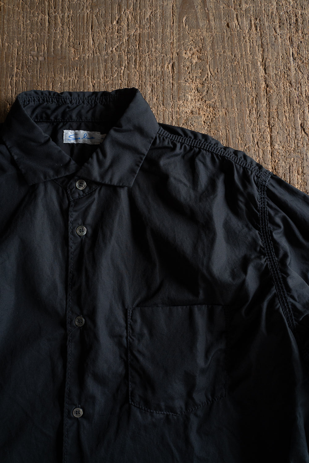 SH04B ボックスワイド3本針シャツ(BLACK)