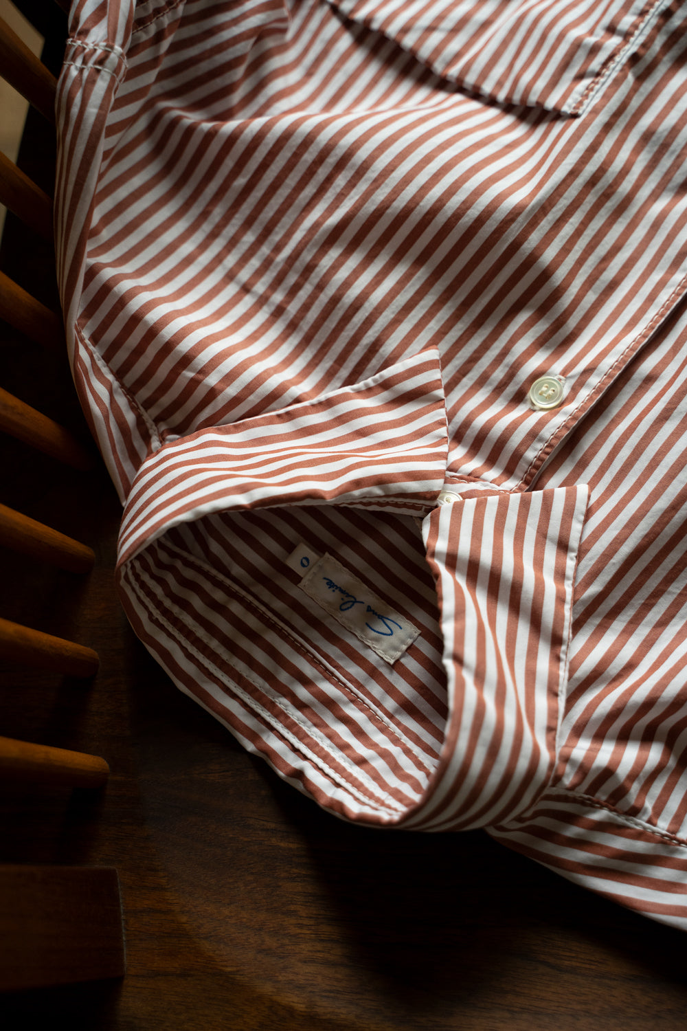 SH01B LEGGIUNO ボックスレギュラー2本針シャツ(BROWN STRIPE)