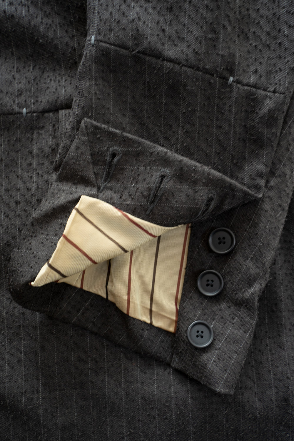 【ラスト1点】Double Breasted Semi Long Blazer(IRON BROWN STRIPES)