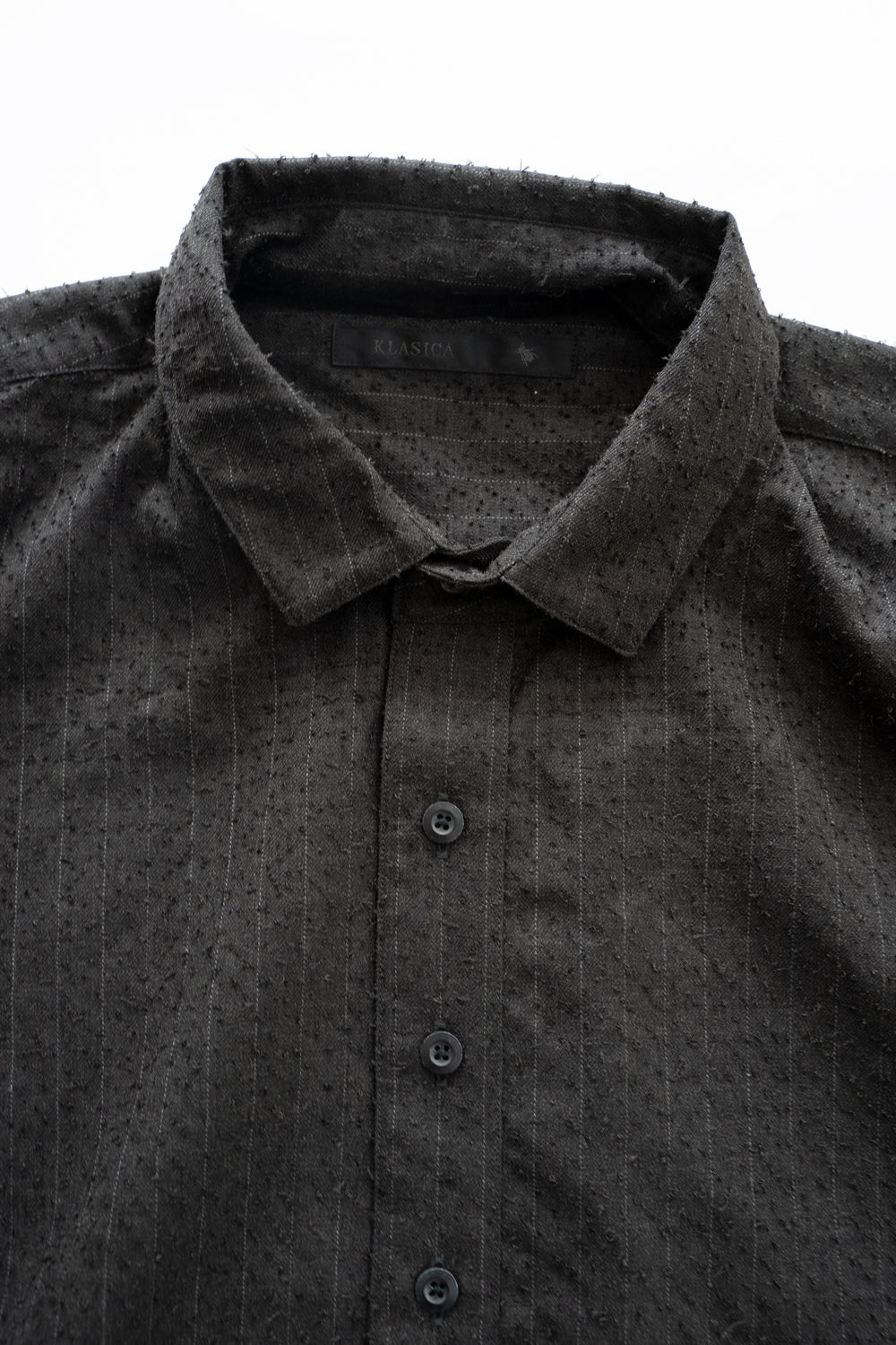【ラスト1点】Relaxed Fit Wool Long Shirt(IRON BROWN STRIPES)