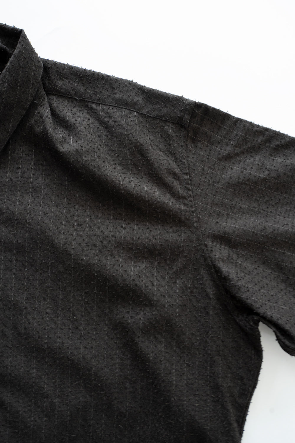 【ラスト1点】Relaxed Fit Wool Long Shirt(IRON BROWN STRIPES)