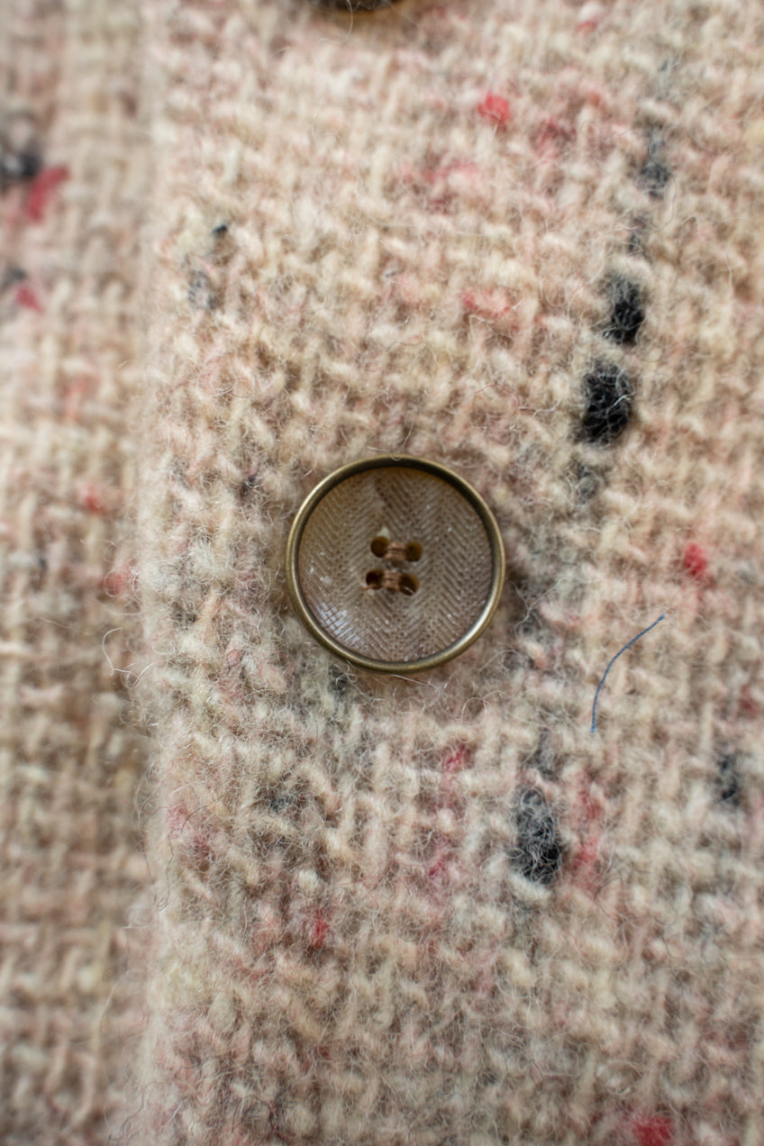 【ラスト1点】カラーネップウールマオカラーシャツ(WHITE×RED)