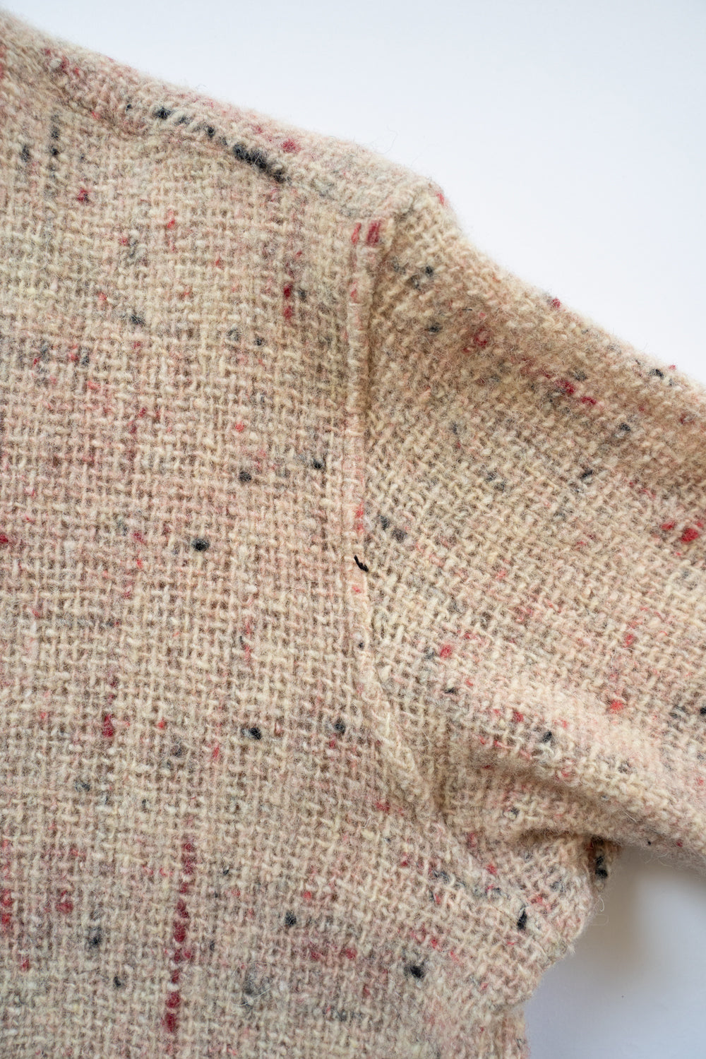 【ラスト1点】カラーネップウールマオカラーシャツ(WHITE×RED)