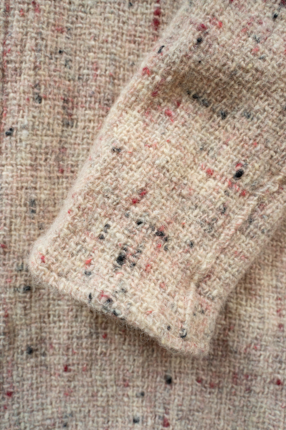 【ラスト1点】カラーネップウールマオカラーシャツ(WHITE×RED)