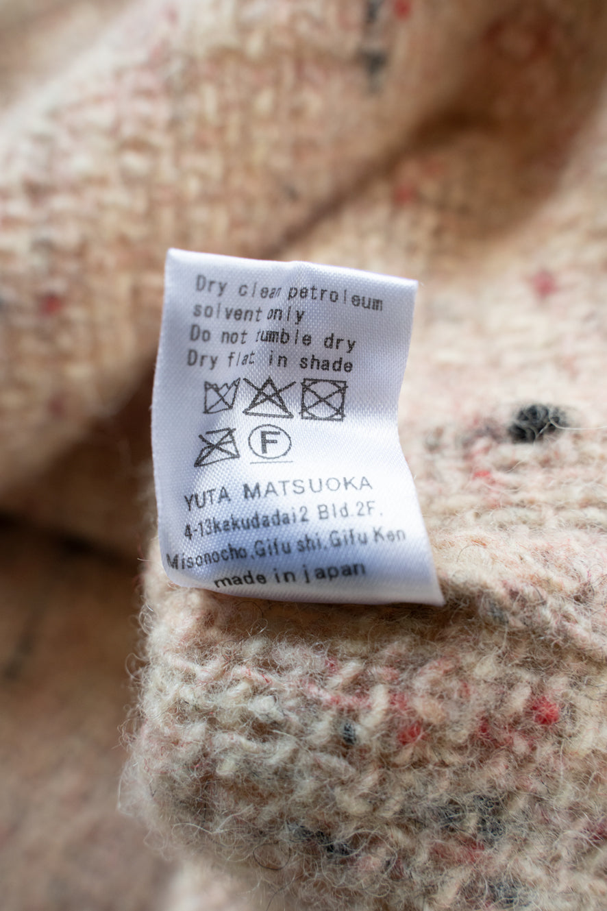 【ラスト1点】カラーネップウールマオカラーシャツ(WHITE×RED)